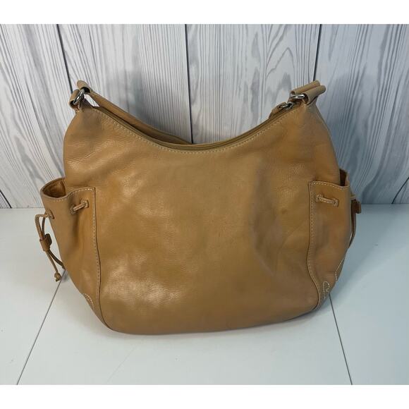 Cole Haan Tan Shoulder Bag Side Pockets Embroidered - Picture 4 of 10